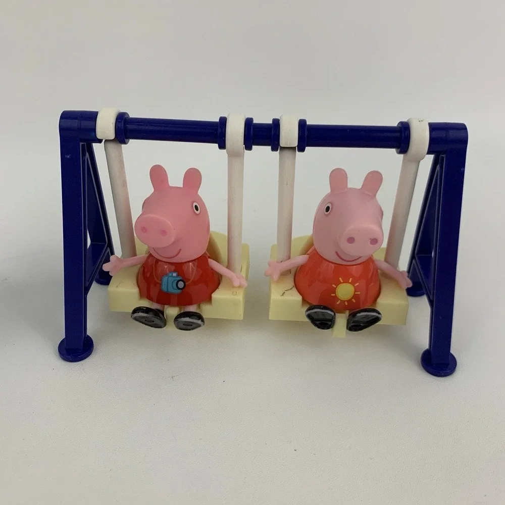Peppa Pigs Outside Fun Playground Playset Swing Set See Saw 4 Figures